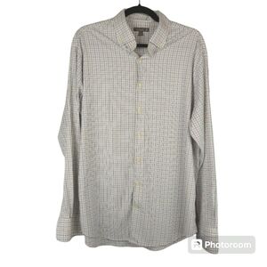 Peter Milllar White Plaid Long Sleeve Button Up Shirt‎ Size Large